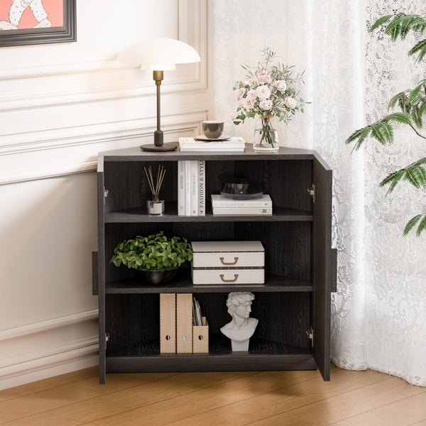 HomeRoots 31" Brown Wood Corner Accent Cabinet - Stylish Storage Solution for Small Spaces & Modern Decor 712123