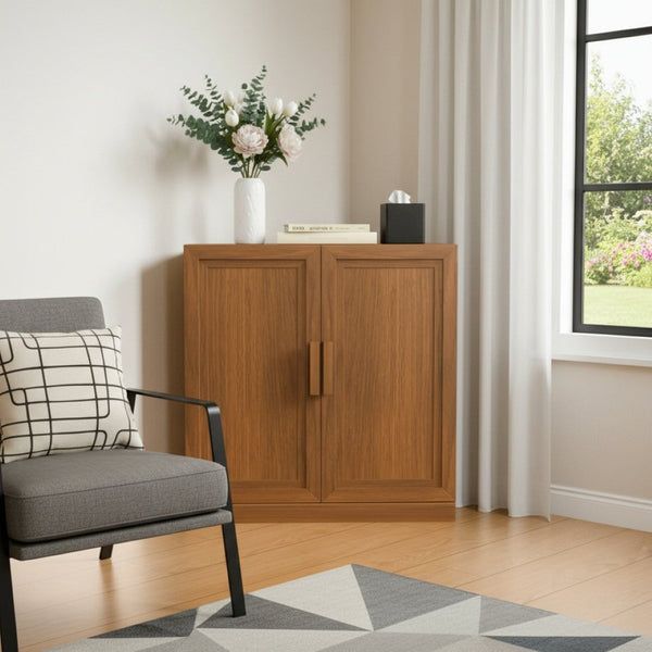 HomeRoots 31" White Wood Corner Accent Cabinet - Stylish Space-Saving Storage Solution for Any Room 712124