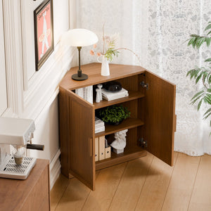 HomeRoots 31" White Wood Corner Accent Cabinet - Stylish Space-Saving Storage Solution for Any Room 712124