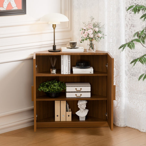 HomeRoots 31" White Wood Corner Accent Cabinet - Stylish Space-Saving Storage Solution for Any Room 712124