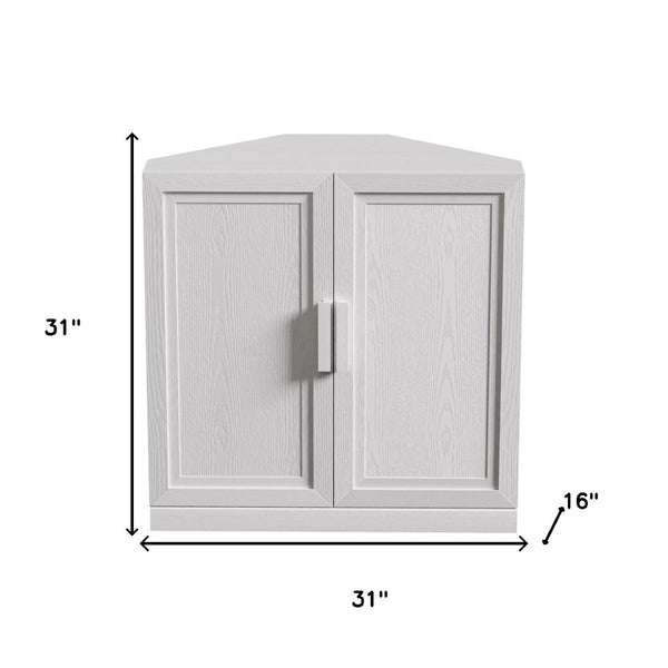 HomeRoots 31" Brown Wood Corner Accent Cabinet – Stylish Two-Door Storage for Living Room & Dining Areas 712125