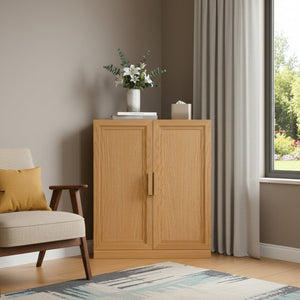 HomeRoots 31" Black Wood Corner Accent Cabinet – Stylish Space-Saving Storage with Two Doors for Any Room 712126