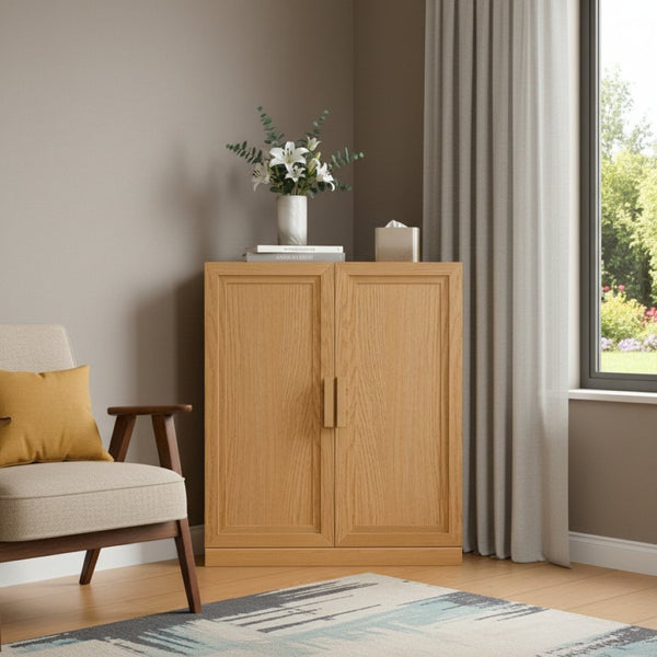 HomeRoots 31" Black Wood Corner Accent Cabinet – Stylish Space-Saving Storage with Two Doors for Any Room 712126