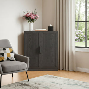 HomeRoots 31" Brown Wood Corner Accent Cabinet - Stylish Storage Solution for Any Room, Space-Saving Design! 712127