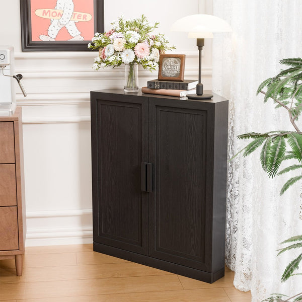 HomeRoots 31" Brown Wood Corner Accent Cabinet - Stylish Storage Solution for Any Room, Space-Saving Design! 712127