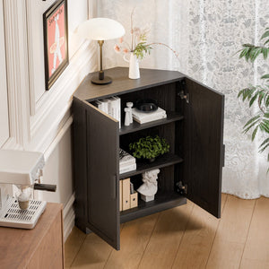 HomeRoots 31" Brown Wood Corner Accent Cabinet - Stylish Storage Solution for Any Room, Space-Saving Design! 712127