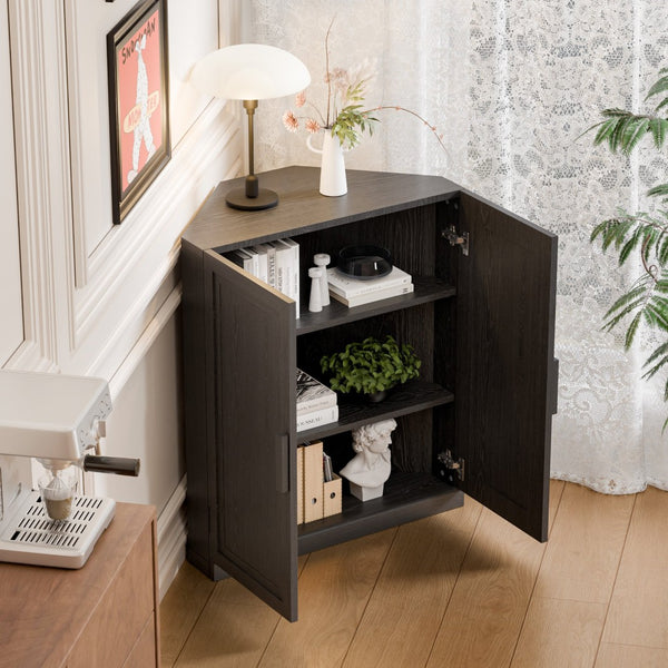HomeRoots 31" Brown Wood Corner Accent Cabinet - Stylish Storage Solution for Any Room, Space-Saving Design! 712127