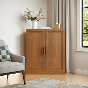 HomeRoots 31" Elegant White Wood Corner Accent Cabinet - Space-Saving Storage Solution for Any Room Decor 712128