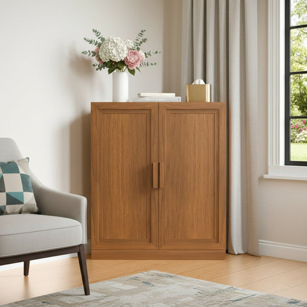 HomeRoots 31" Elegant White Wood Corner Accent Cabinet - Space-Saving Storage Solution for Any Room Decor 712128