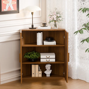 HomeRoots 31" Elegant White Wood Corner Accent Cabinet - Space-Saving Storage Solution for Any Room Decor 712128