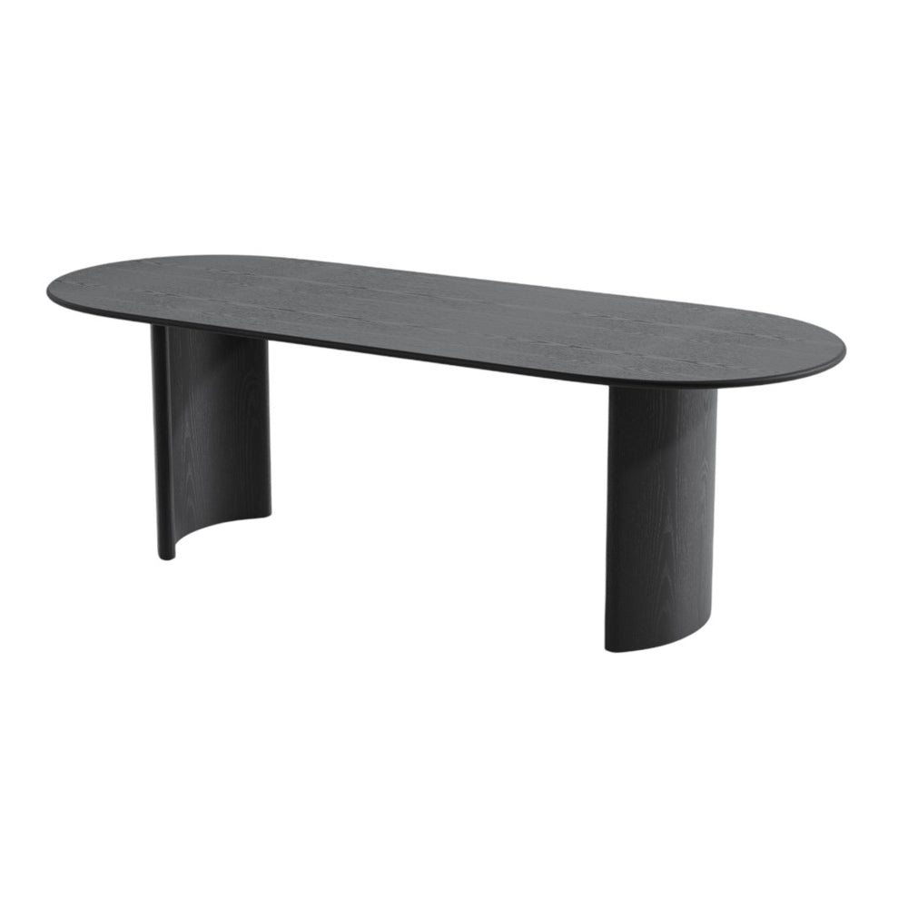 HomeRoots 79" Black Solid Wood Oval Dining Table with Mirrored Double Pedestal Base - Elegant & Versatile Centerpiece 712131