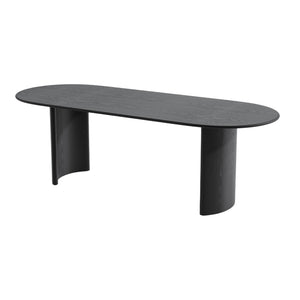 HomeRoots 79" Black Solid Wood Oval Dining Table with Mirrored Double Pedestal Base - Elegant & Versatile Centerpiece 712131