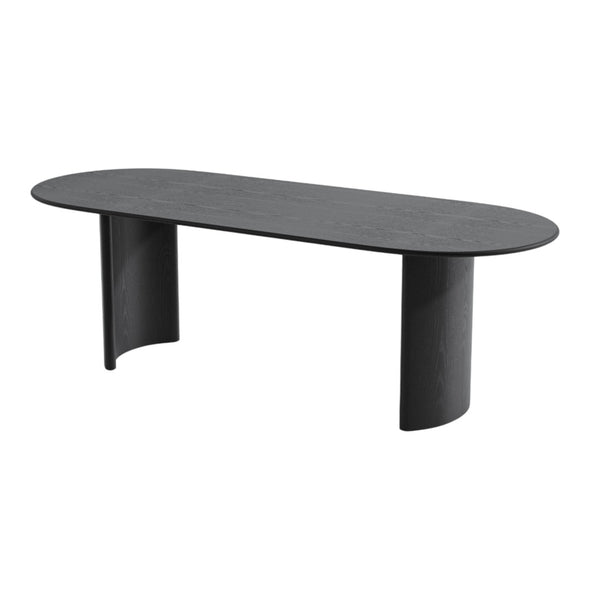 HomeRoots 79" Black Solid Wood Oval Dining Table with Mirrored Double Pedestal Base - Elegant & Versatile Centerpiece 712131