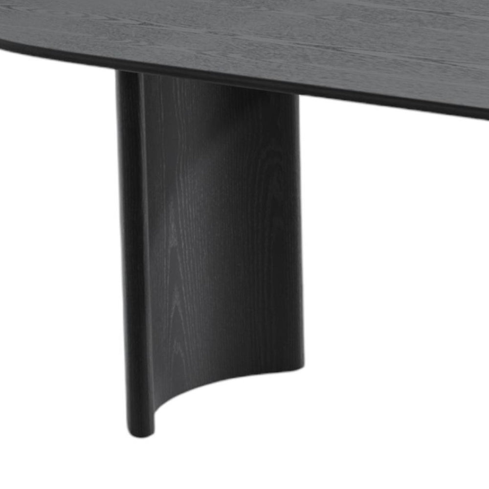 HomeRoots 79" Black Solid Wood Oval Dining Table with Mirrored Double Pedestal Base - Elegant & Versatile Centerpiece 712131