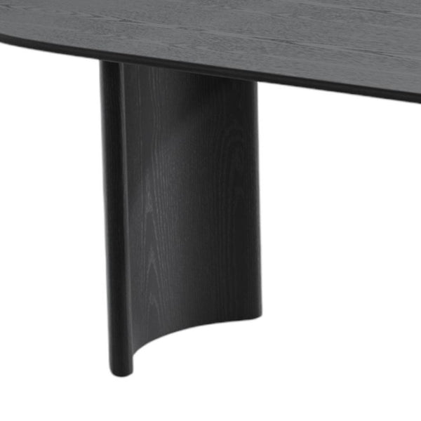 HomeRoots 79" Black Solid Wood Oval Dining Table with Mirrored Double Pedestal Base - Elegant & Versatile Centerpiece 712131