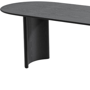 HomeRoots 79" Black Solid Wood Oval Dining Table with Mirrored Double Pedestal Base - Elegant & Versatile Centerpiece 712131