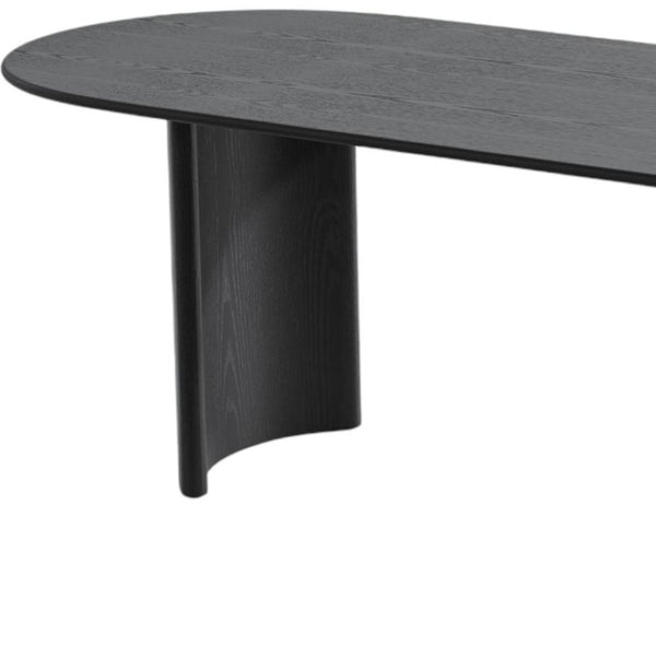 HomeRoots 79" Black Solid Wood Oval Dining Table with Mirrored Double Pedestal Base - Elegant & Versatile Centerpiece 712131