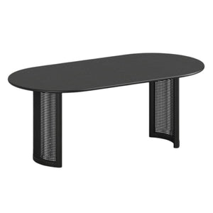 HomeRoots 79" Natural Solid Wood Oval Dining Table with Mirrored Double Pedestal Base for Elegant Gatherings 712133