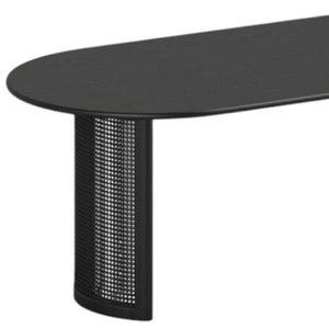 HomeRoots 79" Natural Solid Wood Oval Dining Table with Mirrored Double Pedestal Base for Elegant Gatherings 712133
