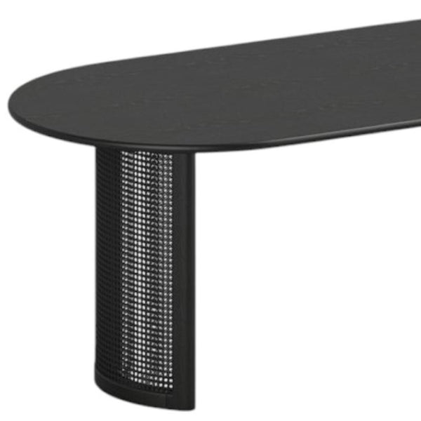 HomeRoots 79" Natural Solid Wood Oval Dining Table with Mirrored Double Pedestal Base for Elegant Gatherings 712133
