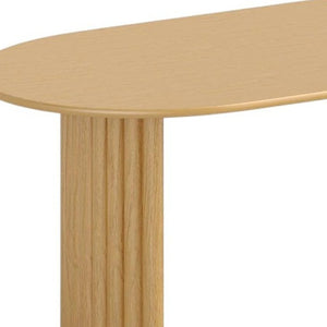HomeRoots 79" Natural Solid Wood Oval Dining Table with Mirrored Double Pedestal Base for Elegant Dining Spaces 712135