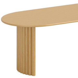 HomeRoots 79" Natural Solid Wood Oval Dining Table with Mirrored Double Pedestal Base for Elegant Dining Spaces 712135