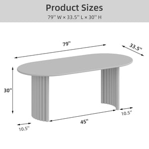 HomeRoots 79" Natural Solid Wood Oval Dining Table with Mirrored Double Pedestal Base for Elegant Dining Spaces 712135