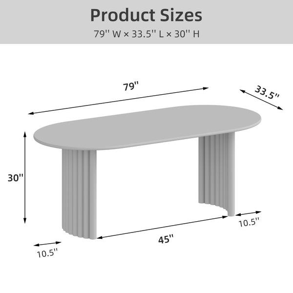 HomeRoots 79" Natural Solid Wood Oval Dining Table with Mirrored Double Pedestal Base for Elegant Dining Spaces 712135