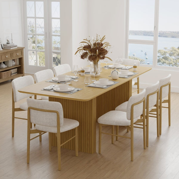 HomeRoots 67" Walnut Solid Wood Oval Dining Table with Mirrored Double Pedestal Base for Modern Elegance 712137