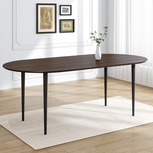 HomeRoots 67" Elegant Oval Dining Table with Mirrored Base - Premium Solid Wood Craftsmanship for Any Space 712138