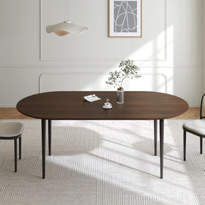 HomeRoots 67" Elegant Oval Dining Table with Mirrored Base - Premium Solid Wood Craftsmanship for Any Space 712138