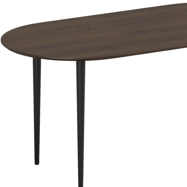 HomeRoots 67" Elegant Oval Dining Table with Mirrored Base - Premium Solid Wood Craftsmanship for Any Space 712138