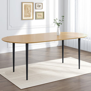 HomeRoots 79" Black Solid Wood Oval Dining Table with Mirrored Double Pedestal Base - Elegant & Durable Design 712139