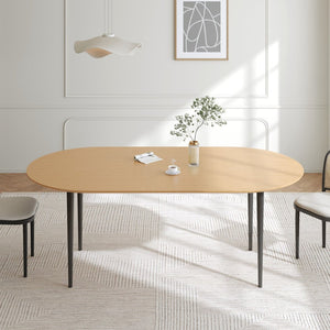 HomeRoots 79" Black Solid Wood Oval Dining Table with Mirrored Double Pedestal Base - Elegant & Durable Design 712139