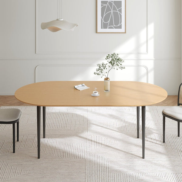 HomeRoots 79" Black Solid Wood Oval Dining Table with Mirrored Double Pedestal Base - Elegant & Durable Design 712139