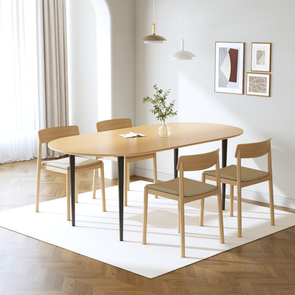 HomeRoots 79" Black Solid Wood Oval Dining Table with Mirrored Double Pedestal Base - Elegant & Durable Design 712139