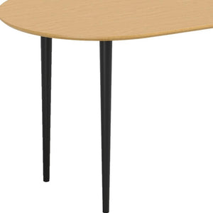 HomeRoots 79" Black Solid Wood Oval Dining Table with Mirrored Double Pedestal Base - Elegant & Durable Design 712139