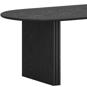 HomeRoots 79" Natural Solid Wood Oval Dining Table with Mirrored Double Pedestal Base for Elegant Spaces 712140