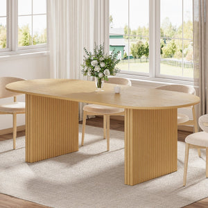 HomeRoots 79" Elegant Black Solid Wood Oval Dining Table with Mirrored Base - Perfect for Entertaining & Family Meals 712141