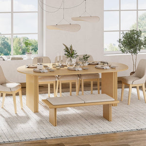 HomeRoots 79" Elegant Black Solid Wood Oval Dining Table with Mirrored Base - Perfect for Entertaining & Family Meals 712141