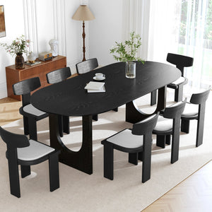 HomeRoots 79" Elegant Walnut Oval Dining Table with Mirrored Double Pedestal Base for Stylish Gatherings 712142