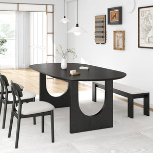 HomeRoots 79" Elegant Walnut Oval Dining Table with Mirrored Double Pedestal Base for Stylish Gatherings 712142