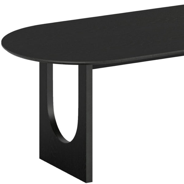 HomeRoots 79" Elegant Walnut Oval Dining Table with Mirrored Double Pedestal Base for Stylish Gatherings 712142