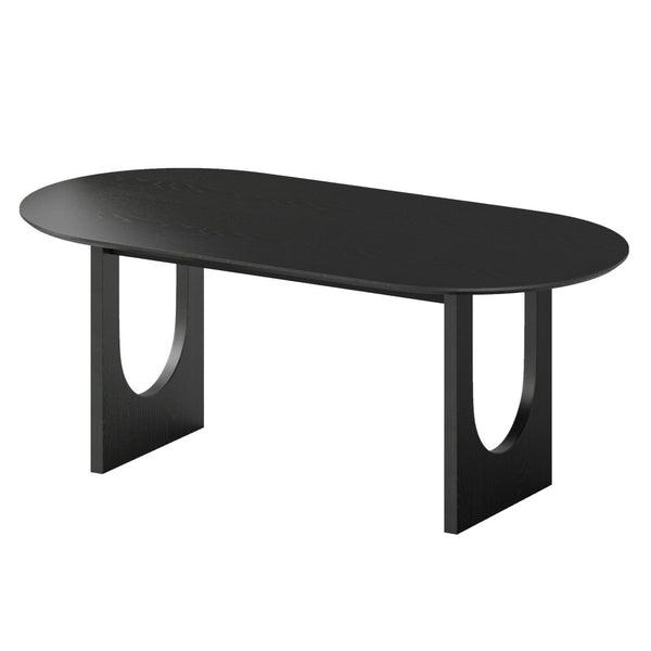 HomeRoots 79" Elegant Walnut Oval Dining Table with Mirrored Double Pedestal Base for Stylish Gatherings 712142