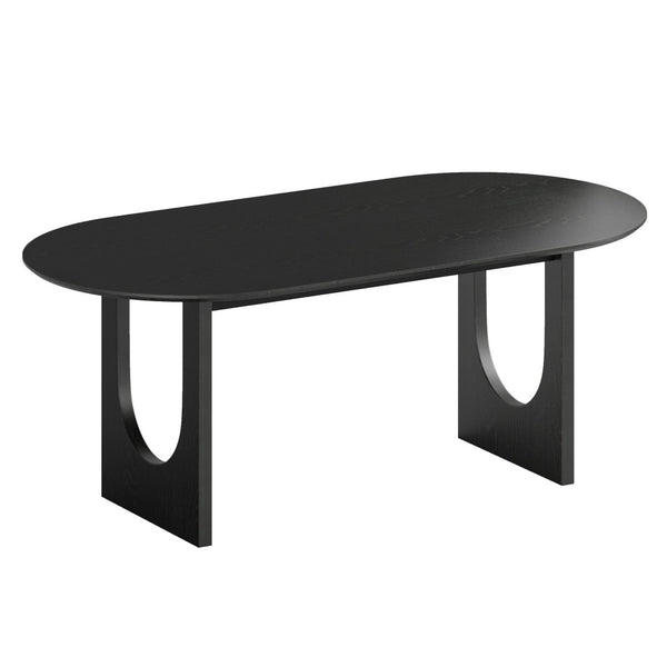HomeRoots 79" Elegant Walnut Oval Dining Table with Mirrored Double Pedestal Base for Stylish Gatherings 712142