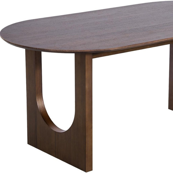 HomeRoots 79" Natural Solid Wood Oval Dining Table with Luxurious Mirrored Pedestal Base for Elegant Spaces 712143
