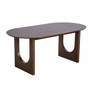 HomeRoots 79" Natural Solid Wood Oval Dining Table with Luxurious Mirrored Pedestal Base for Elegant Spaces 712143