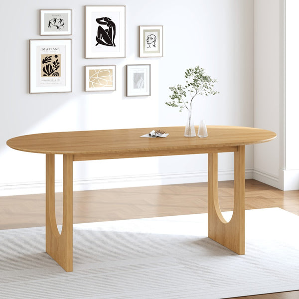 HomeRoots 79" Black Solid Wood Oval Dining Table with Mirrored Pedestal Base - Modern Elegance for Any Space 712144