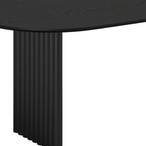 HomeRoots 79" Walnut Solid Wood Oval Dining Table with Mirrored Double Pedestal Base - Stylish & Versatile! 712145