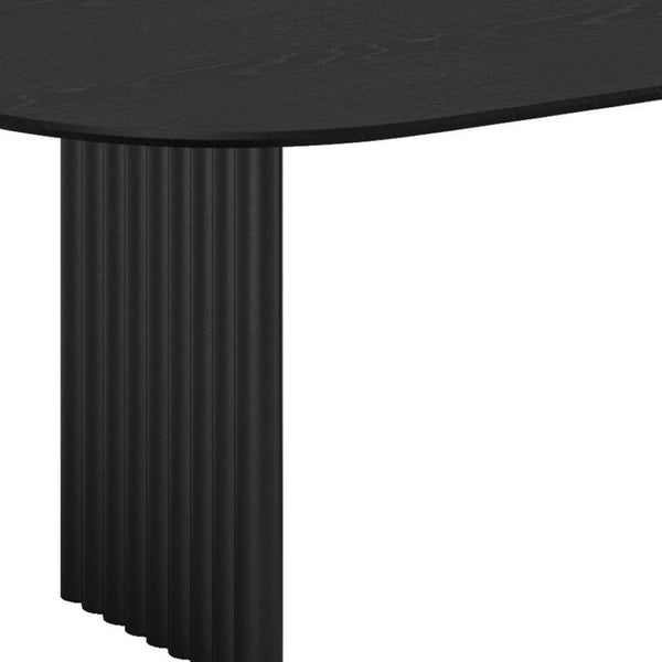 HomeRoots 79" Walnut Solid Wood Oval Dining Table with Mirrored Double Pedestal Base - Stylish & Versatile! 712145